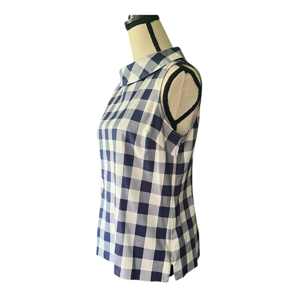 Talbots Plaid Sleeveless Side Zipper Back Button top. Size 8 - Picture 4 of 8